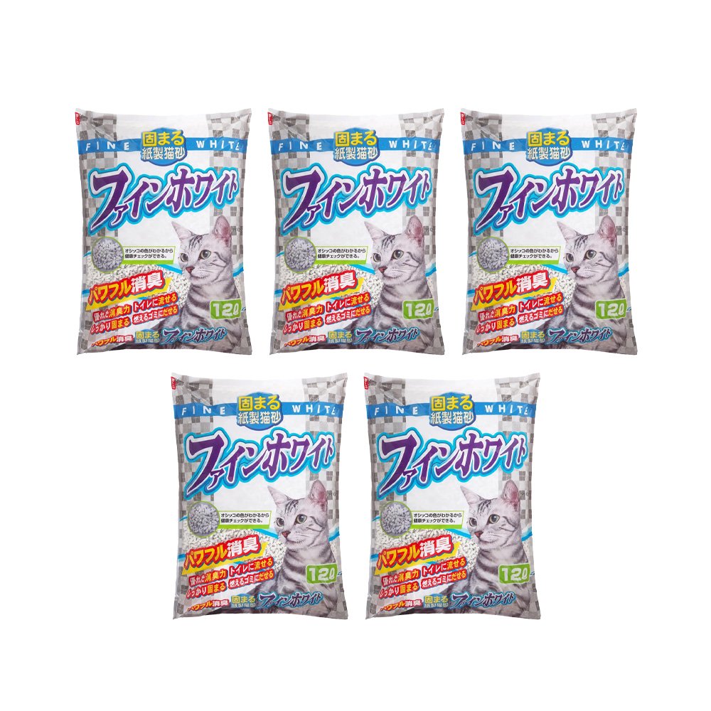 猫砂　紙砂　ファインホワイト　１２ＬX５　常陸化工　お一人様１点限り　ＣＲＣ30―14―90―36―00