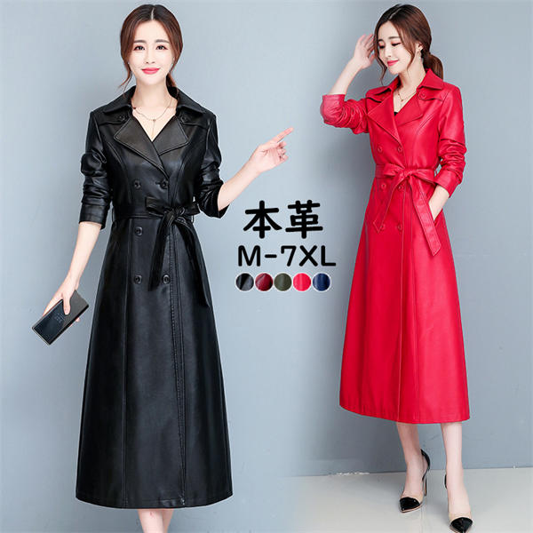 本革 レザー レザージャケット レディース 本革 レザージャケット ロング レザーコート ロングコート トレンチコート ライダース 防風 ブラック 革コート アウター ベルト付き 春秋冬 結婚式 母の