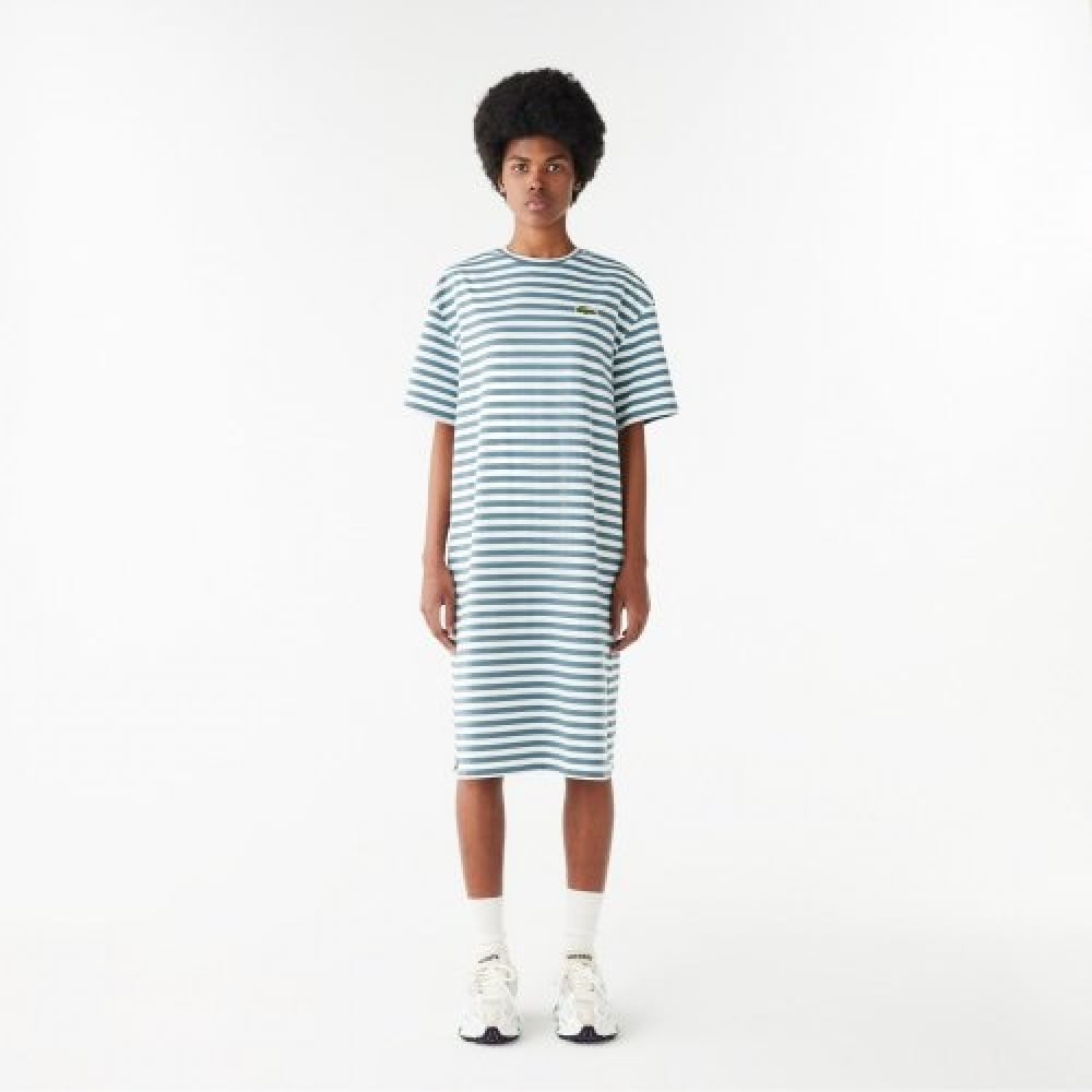 LACOSTE レディースマリンストライプ Tシャツドレス [ブルー]