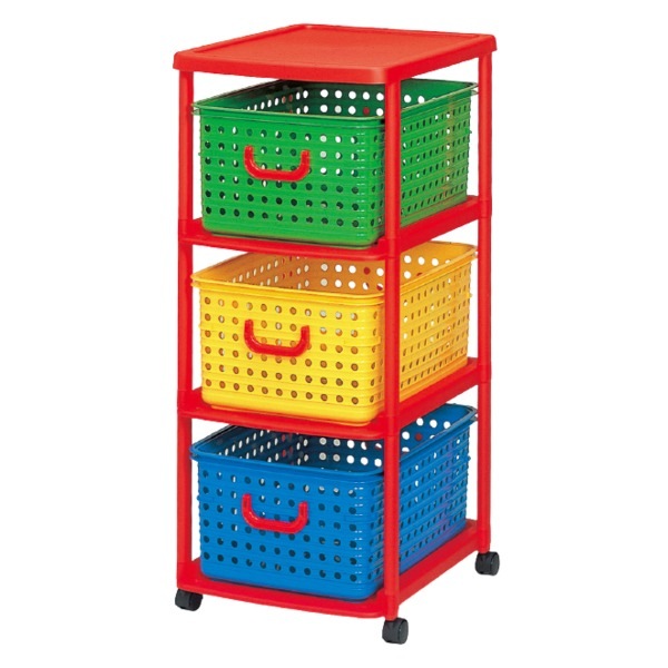 キッズ バスケットラック/子供用衣類収納 3型 4556103cm 日本製 キャスター付き ポリプロピレン リビング