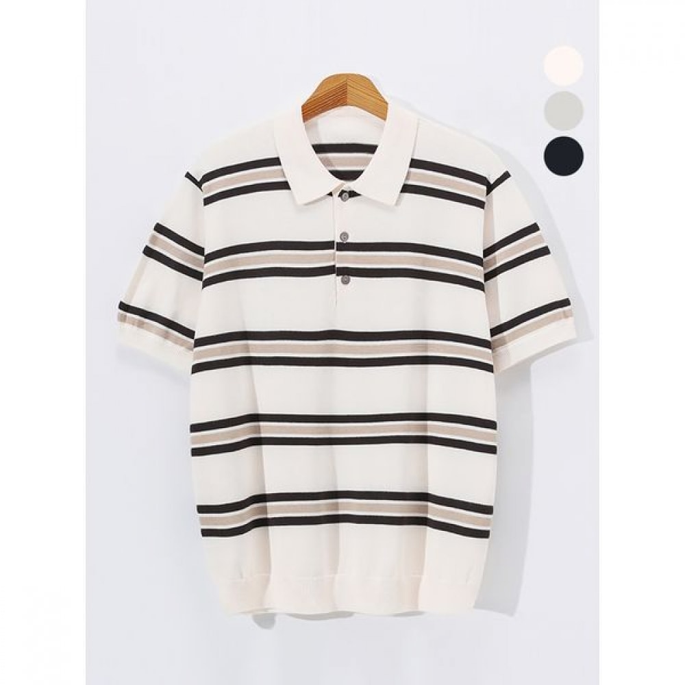 [ジュアンズ] オーバーフィットダンガラ ST カラーニット半袖Tシャツ GOCT6074