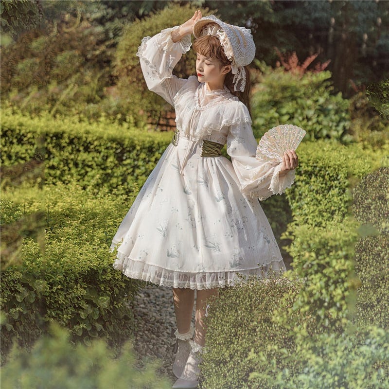 美人度アップ エレガント 小柄 リボン OP レース ボウタイ 少女 Lolita 文化祭 ロリータ ワンピース