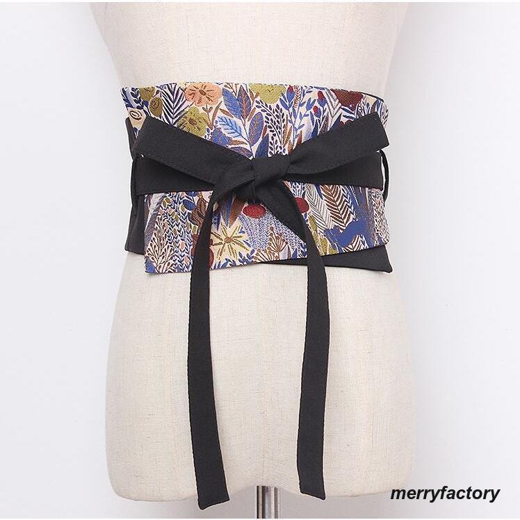 サッシュベルト レディース ベルト 和風 帯風 葉っぱ リーフ おしゃれ
