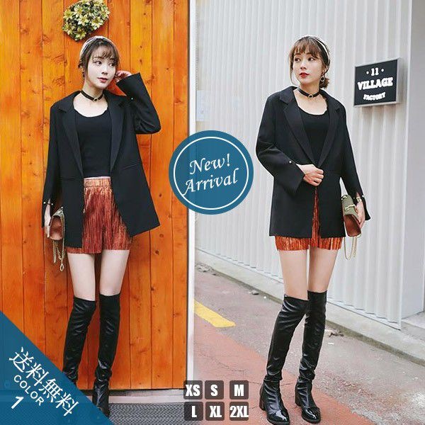 テーラードジャケット レディース スーツ トップス アウター 長袖 大きいサイズ 無地 シンプル 体型カバー 女性上着