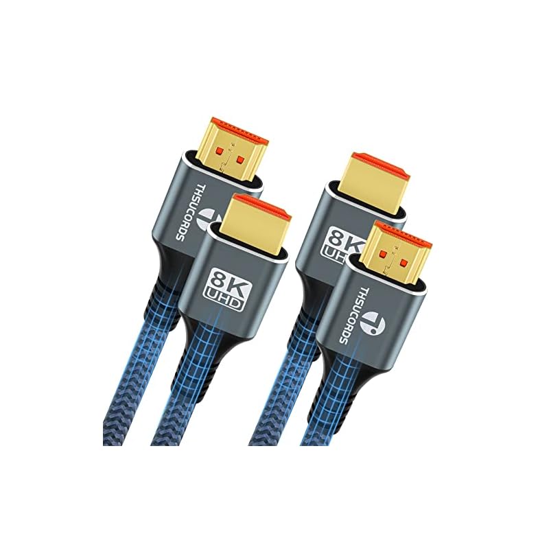 Thsucords 8K 4K HDMI ケーブル 2M 2本入り 高速編組 HDMI 2.1 コード 8K@60Hz 4K@120Hz 144Hz 48Gbps Roku TV/PS5/HDTV/B