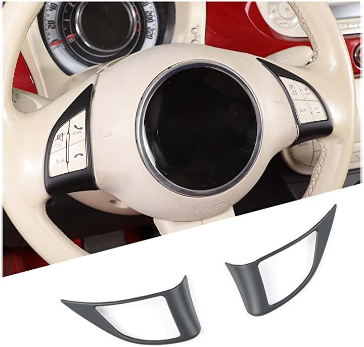 フィアット500 2010-2015 ハンドル ボタン カバー (マットブラック)