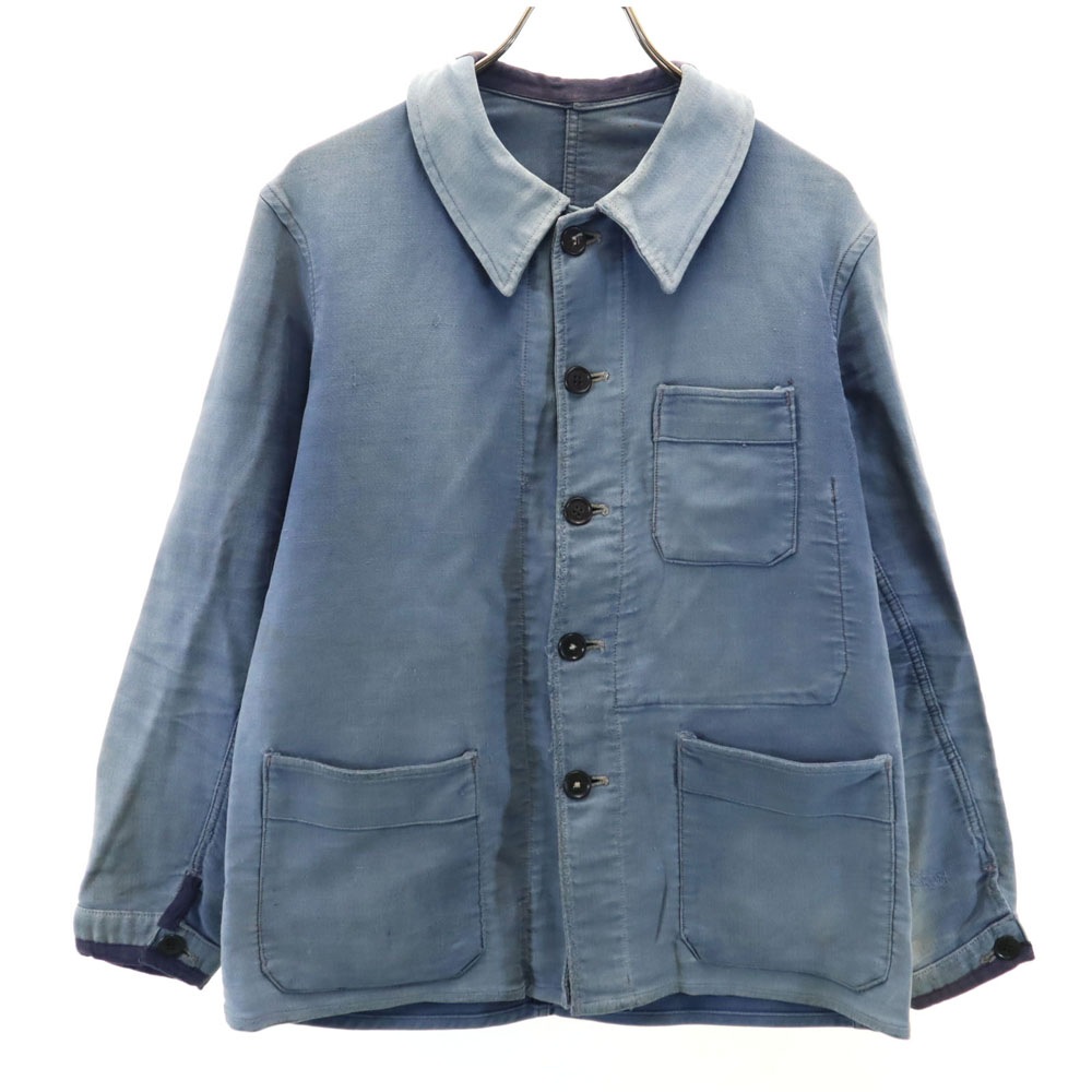アドルフラフォン 50s ヴィンテージ フランス製 モールスキン ワークジャケット ライトブルー ADOLPHE LAFONT フレンチワーク メンズ