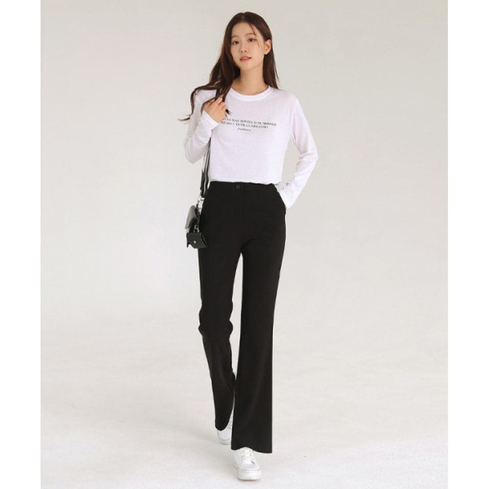 フレンチシックチュイーリアルフィットブーツカットスラックス