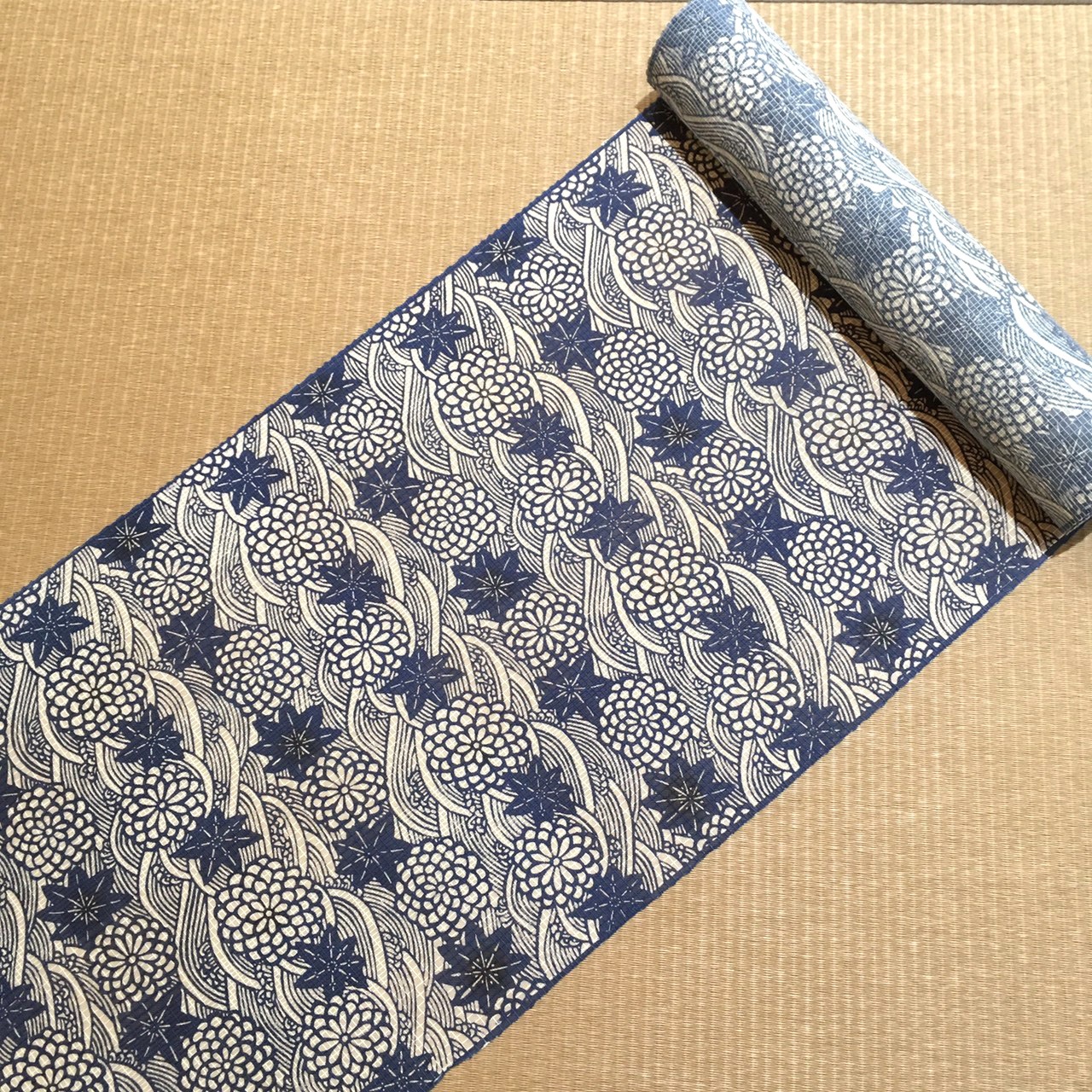 夏正絹きもの 絹紅梅 東京松煙染 (ネイビー) [natsukimono005]