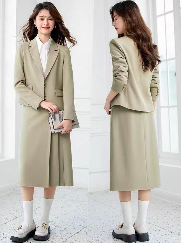 大安売りレディーススーツ 新作 スウィート エレガント 高級感 着痩せ スーツセット スカートスーツ ２点 ３点セット 3色 通勤ビジネス 通学 ミモレ丈スカート カジュアル セレモニー 就職活動 2