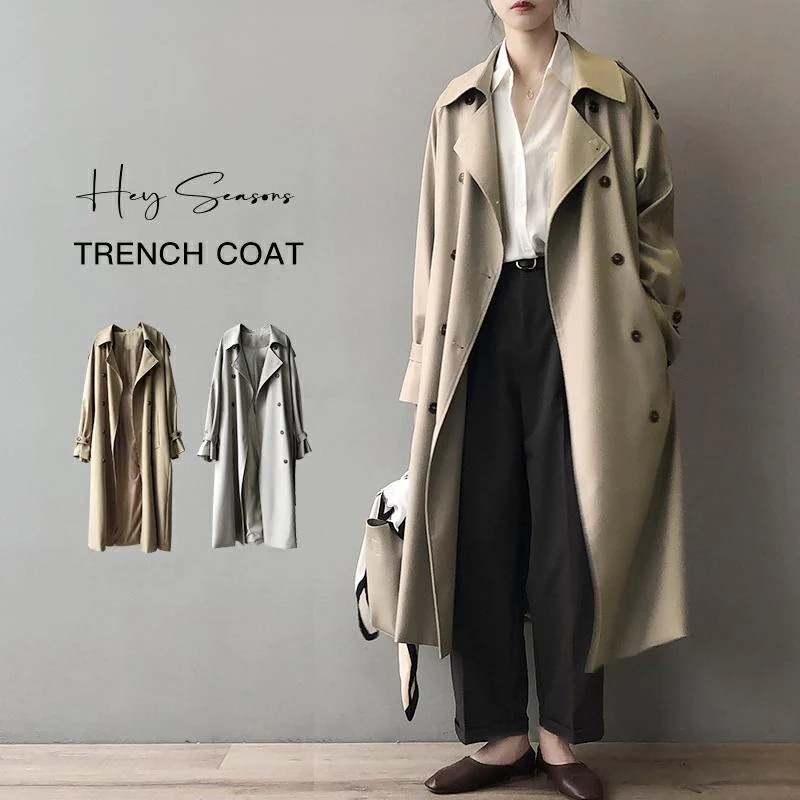 【迅速な出荷】トレンチコート スプリングコート レディース 春 秋 ロングコート 羽織り トレンチ アウター コート ロング丈 裏地付き デザイン ゆったり きれいめ(Hot673)