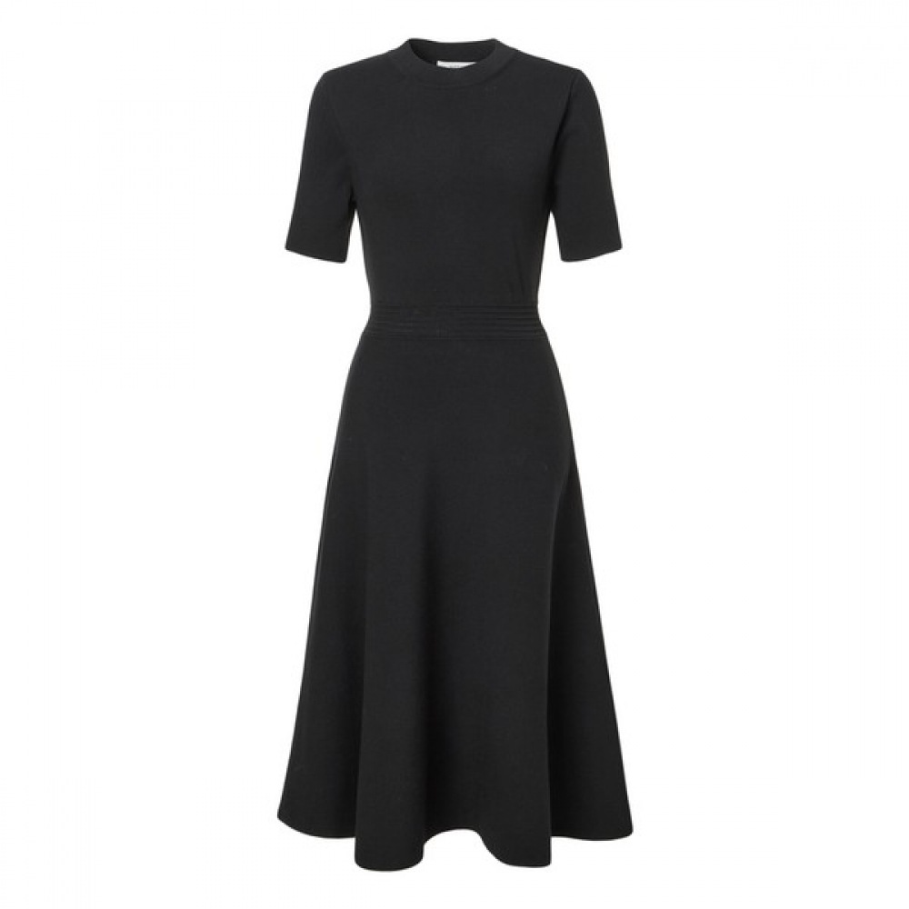 (ヘッジスレディース) 25SS フレアショートスリーブニットドレスブラック HSDR5A101BK
