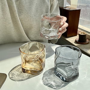 ねじれデザイン ガラスグラス コーヒーミルク透明ウォーターカップガラス