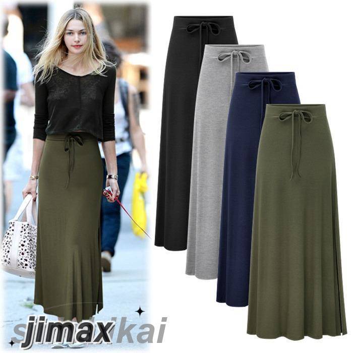 マキシスカート レディース ニットスカート ロングスカート 秋冬 暖かい スリット入り ストレッチ マキシ丈 フレア Aライン プレゼント