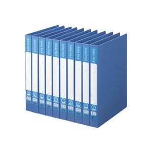 (まとめ) TANOSEE リングファイル(再生PP表紙) A4タテ 2穴 200枚収容 背幅30mm ブルー 1セット(10冊) (×5セット)