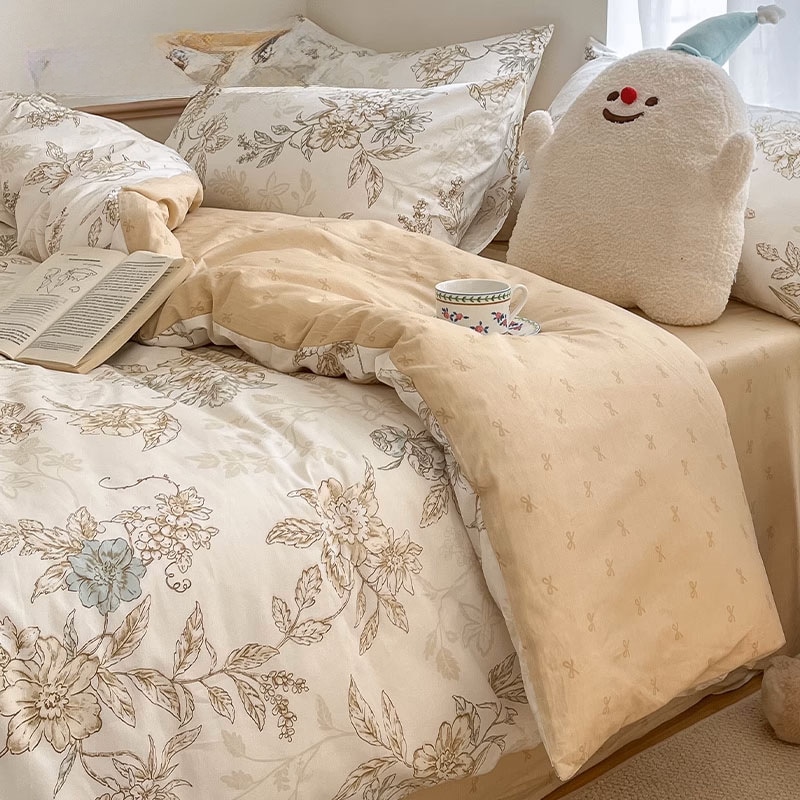 全綿田園風ベッドに純綿シーツ4枚セットベッド笠宿舎ベッド