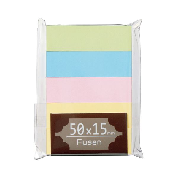 (まとめ) TANOSEE ふせん 50×15mm パステルアソート 1パック（5冊） (×30セット)