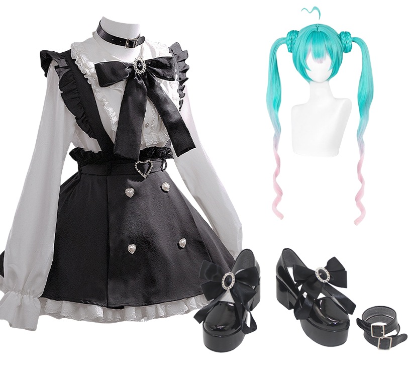 コスプレ衣装 初音ミク 地雷系 Miku ウィッグ 靴付き イベント パーティー 変装 演出服 クリスマス パーティー