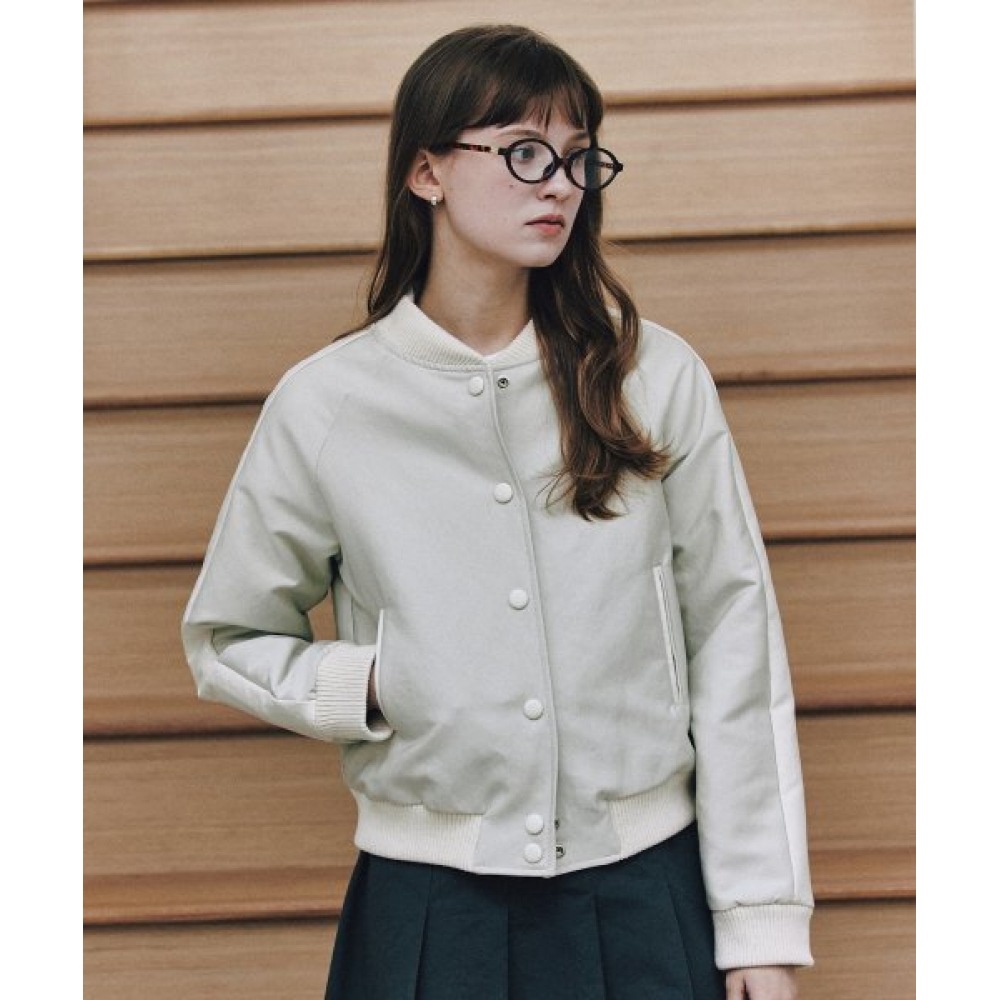 レター・フロム・ムーンスムースラインコットンボンバージャケット (ライトグレー)