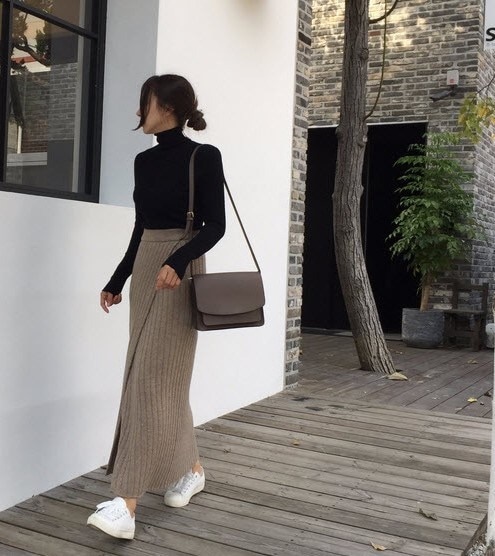 3366.ハイスリットニットリブスカート（ベージュ）2019 春夏 sale 春夏 sale ボトムス 美ライン おしゃれ きれいめ カジュアル ロング お出かけ お呼ばれ 女子会 通勤 通学 普段使