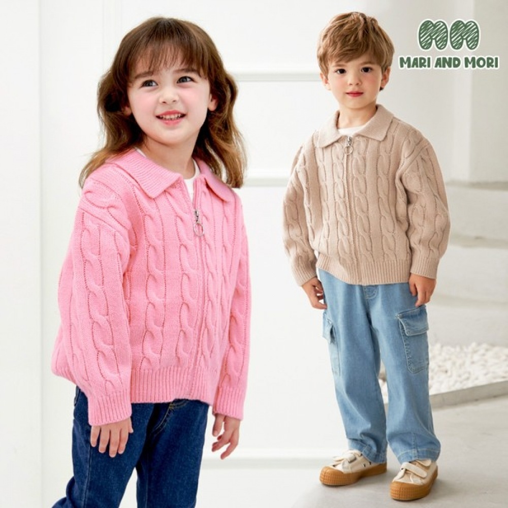 [Walton Kids] メローカラーニットジップアップカーディガン