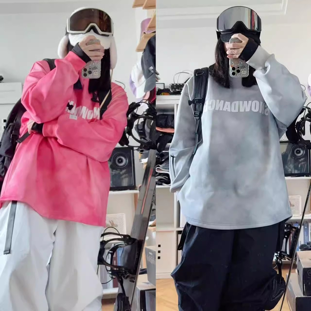 スノーボードウェア 2024 2025 単品 トップス メンズ レディース スウェット パーカー 絞り染め 裏起毛 ゆったり スノーウェア スキーウェア スノボウェア 韓国風 防水防風防寒着