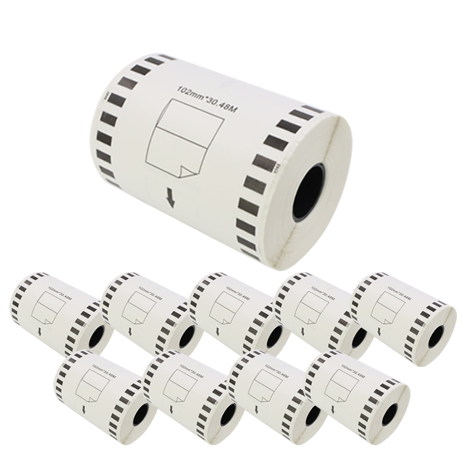 ブラザー用 DTテープ 長尺紙テープ (感熱紙) DT-243 互換品 102mm×30.48m 10個セット