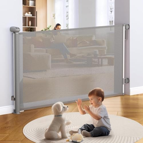 ベビーゲート ロール式 【ネジ付け可＆貼り付け可】 幅140CM ペットゲート ベビーゲート 階段上 巻き取り式 階段ゲート 格納式 安全ロック機能 赤ちゃん/ペット/猫/犬に適応 日本語取扱説明書付