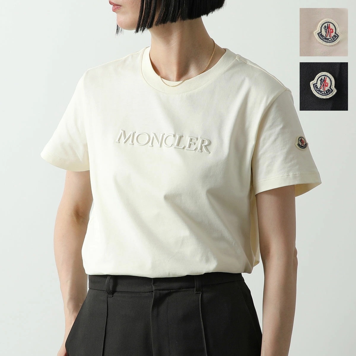 MONCLER モンクレール 半袖 Tシャツ 8C00008 89AUO レディース コットン クルーネック 刺繍ロゴ レギュラーフィット カラー3色 38,197円