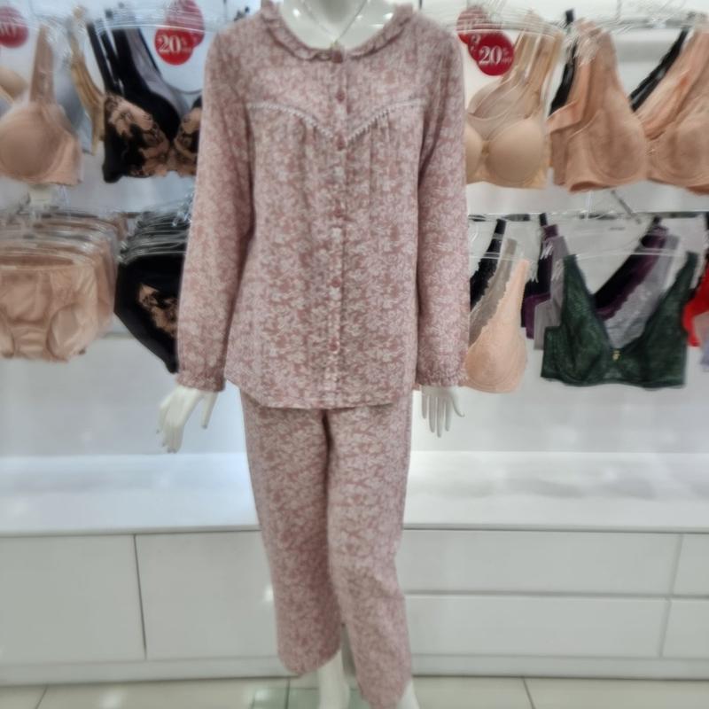 綿二重ガーゼ生地 花柄プリント 女性パジャマセット