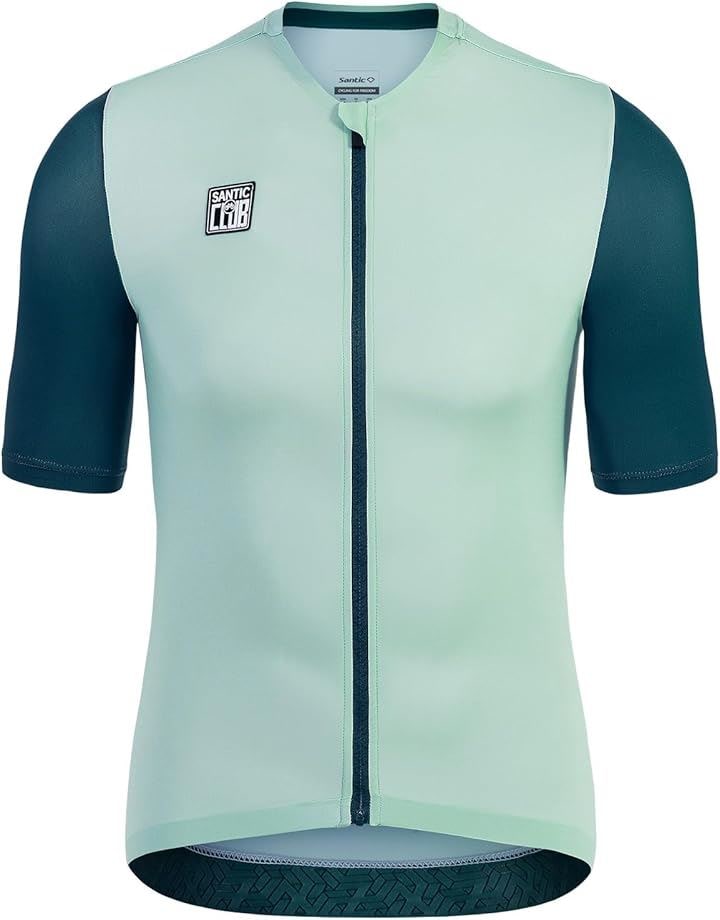 メンズ サイクルジャージ 半袖 春夏 薄手 サイクリングウエア 後ろポケット 自転車 ロードバイク 通気 速乾(ブルー, S)