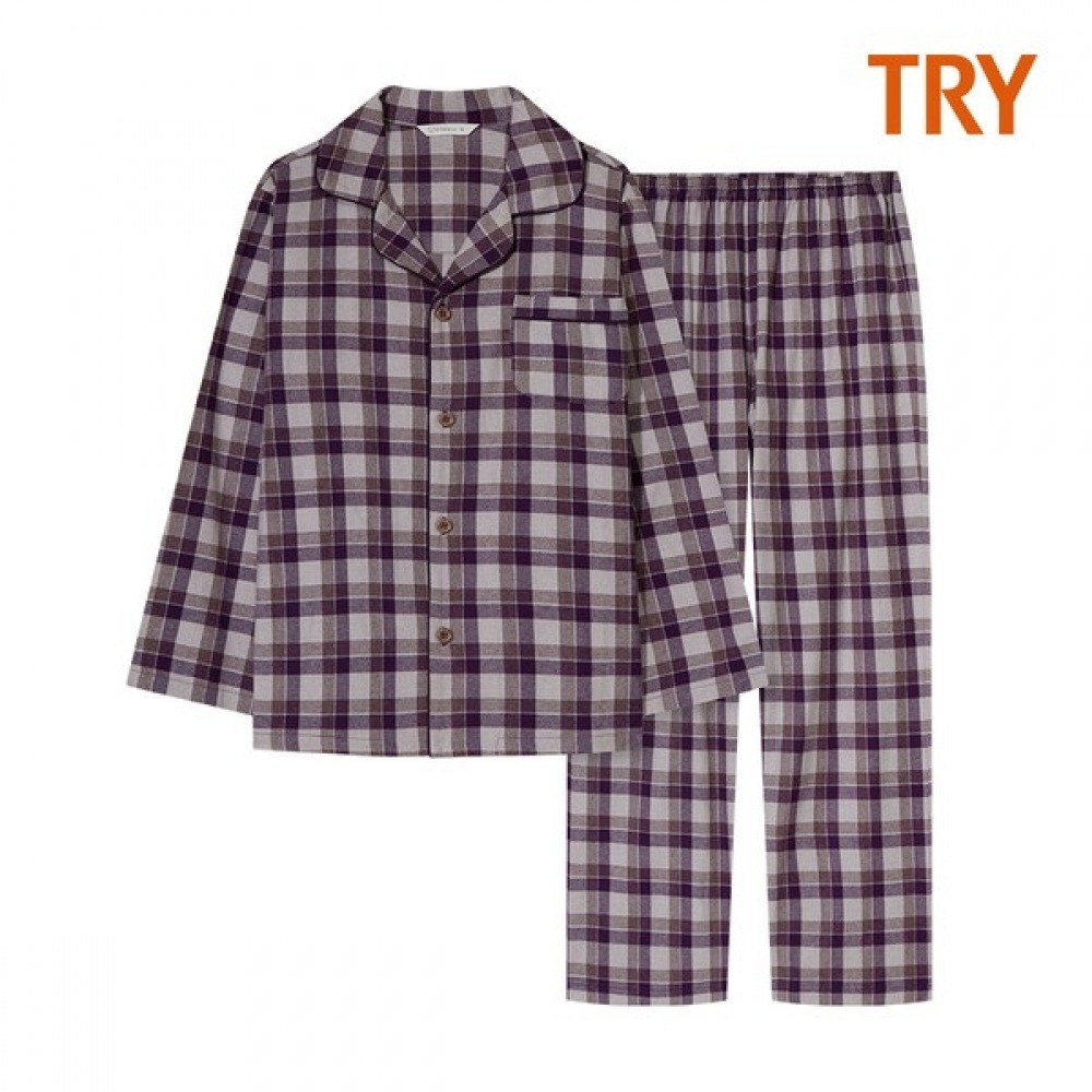 (TRY) 女性用オンブル起毛パジャマ上下セット H62