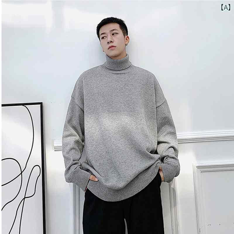 セーター タートルネック メンズ おしゃれ 防寒 暖かい 大人 カジュアル 長袖 秋冬 厚手 ビッグシルエット 無地 シンプル 緑 青 グレー 大きめサイズ
