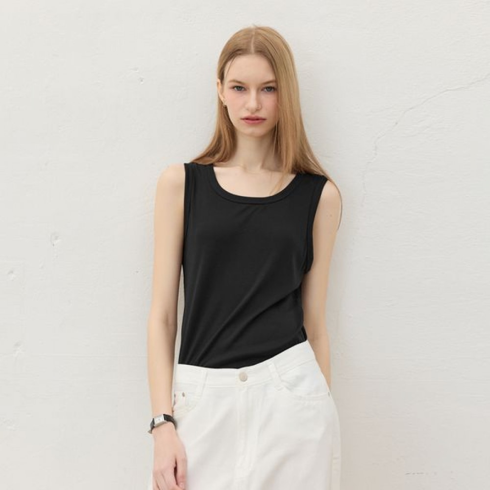 [リアーナニューヨーク] ミニマリストデイリーノースリーブトップ_ブラック