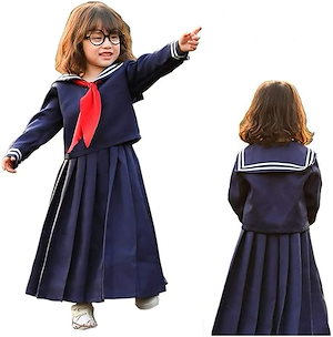 ハロウィン 衣装 子供 セーラー服 コスプレ 長袖 ロング スケバン 大きいサイズ 可愛い 紺 キッズ