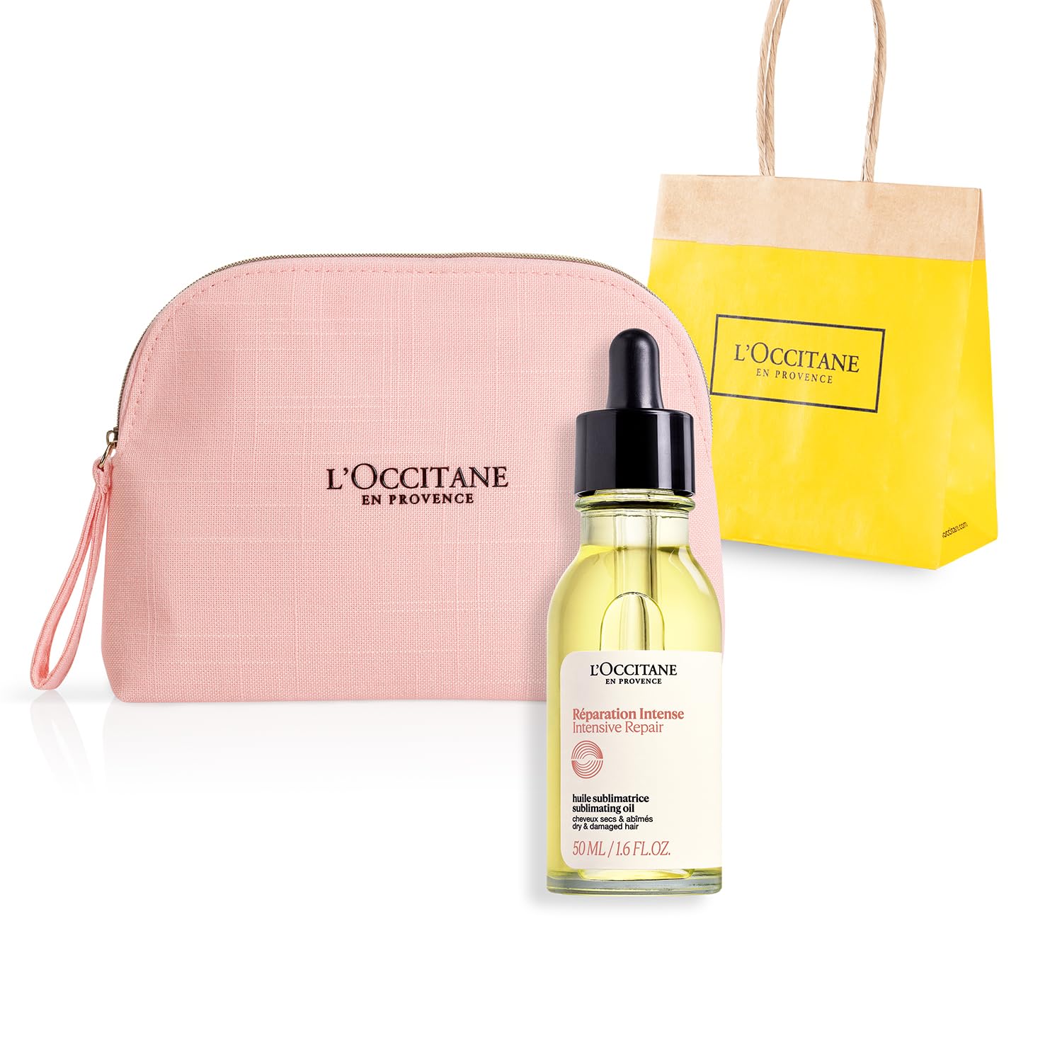 ロクシタン(LOCCITANE) インテンシヴリペア ヘアオイル 50mL ポーチ付きギフト ショッパーバッグ付き (洗い流さないヘアトリートメント) 誕生日 プレゼント ギフト 女性 人気 送別