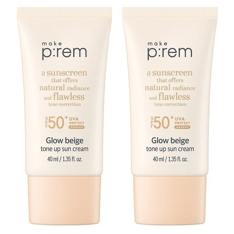 make prem グローベージュトーンアップ日焼け止め 50ml 1+1 UVケア/トーンアップ/サンクリーム/化粧下地