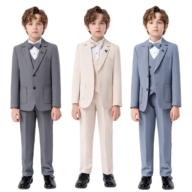 8点セット 白シャツ付き キッズスーツ 男の子 フォーマルスーツ ジャケット パンツ ベスト ネクタイ サスペンダー 発表会 結婚式 七五三 卒園式 入学式 卒業式 ピアノ発表会 子供服