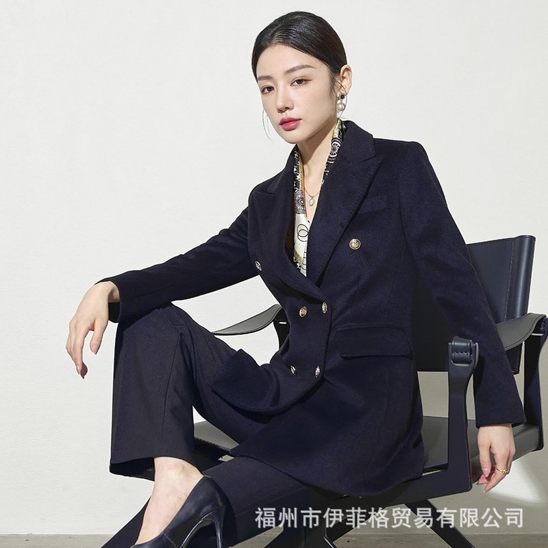 女性用ブラックプロフェッショナルウールコート冬新作ウールコート銀行ホテルフロントカスタマーサービス作業服 16,547円