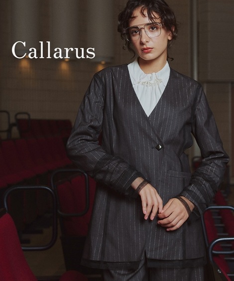 パンツスーツ お呼ばれ・よそいき・結婚式・パーティー・オケージョンドレス 単品 チュールレイヤードデザインジャケットCallarus