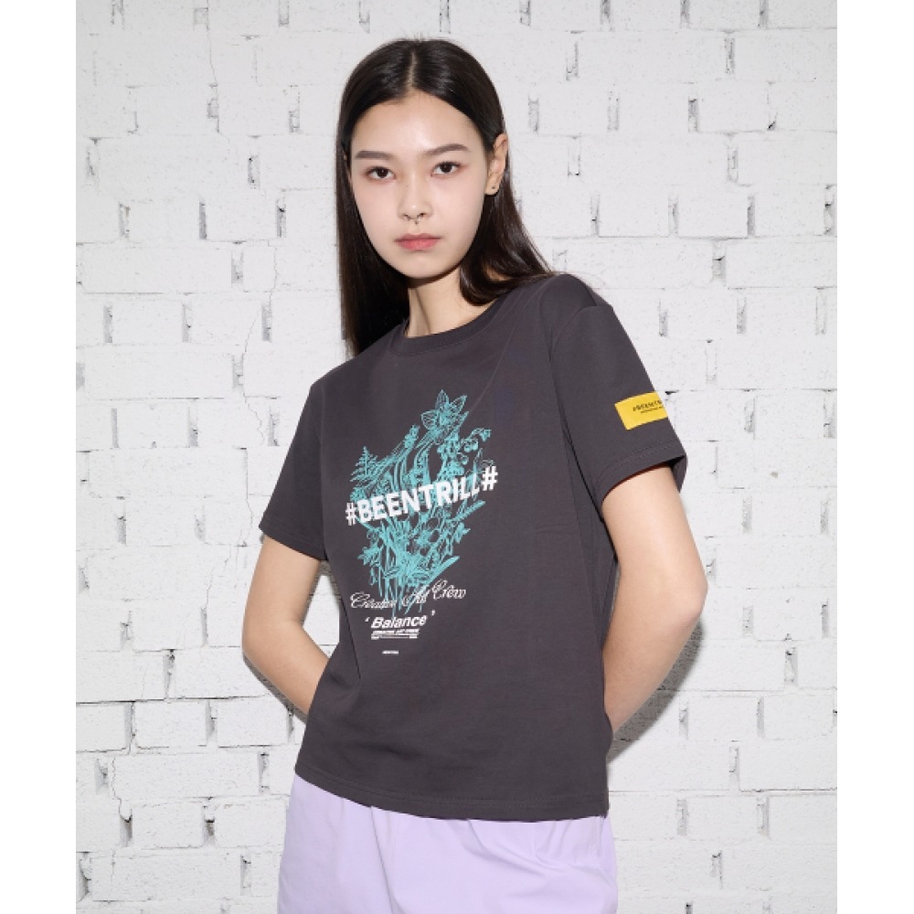 BEENTRILL レディースアーバンガーデニングコンフォートフィット半袖Tシャツ (ダークバイオレット)