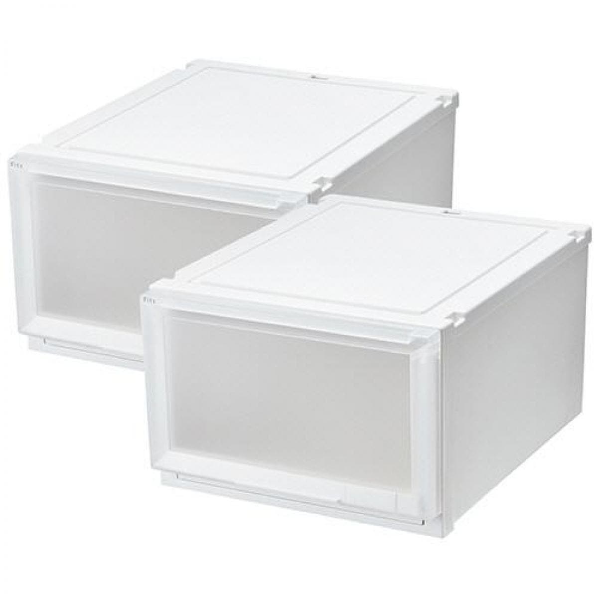 天馬(TENMA) フィッツケース 55-45L ホワイトクリア 収納 ケース 衣類 Fits 収納ボックス ホワイト (2個組)