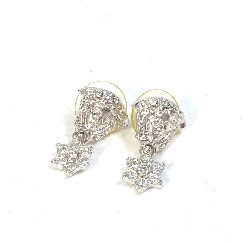 ピアス メデューサ フラワー 花 アクセサリー ラインストーン メタル シルバー