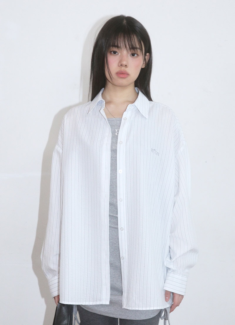 【AS"ON】 LAVE STRIPE SHIRT / LIGHT BLUE 正規品