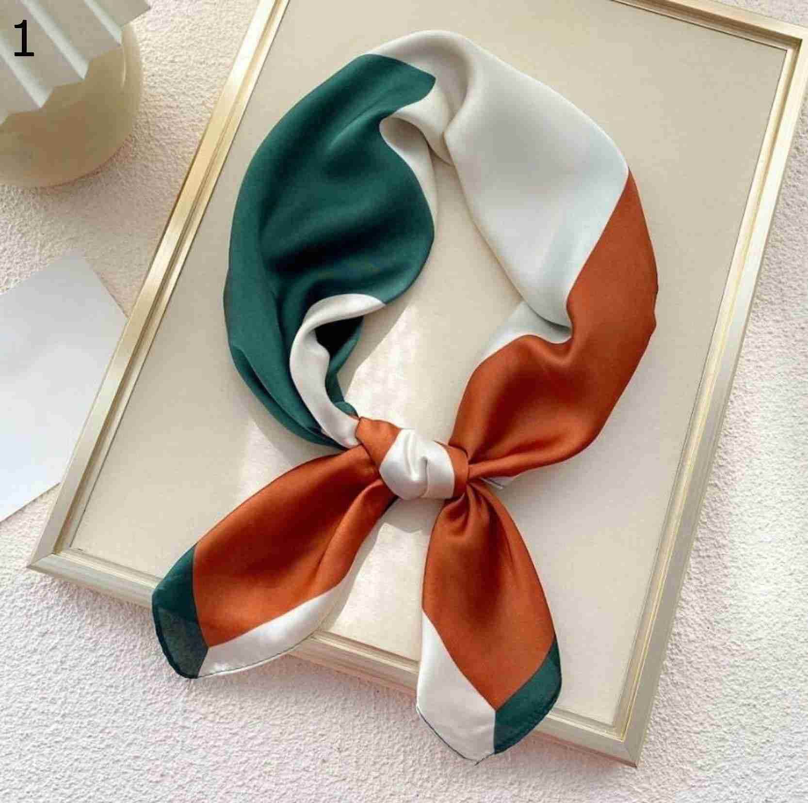 【20%OFFクーポン～】女性の髪の スカーフラップ女性パッチワーク プリント レディー ネック カチューシャ バッグ ネクタイ ネッカチーフ スクエア ショール スカーフ (Color : Gre