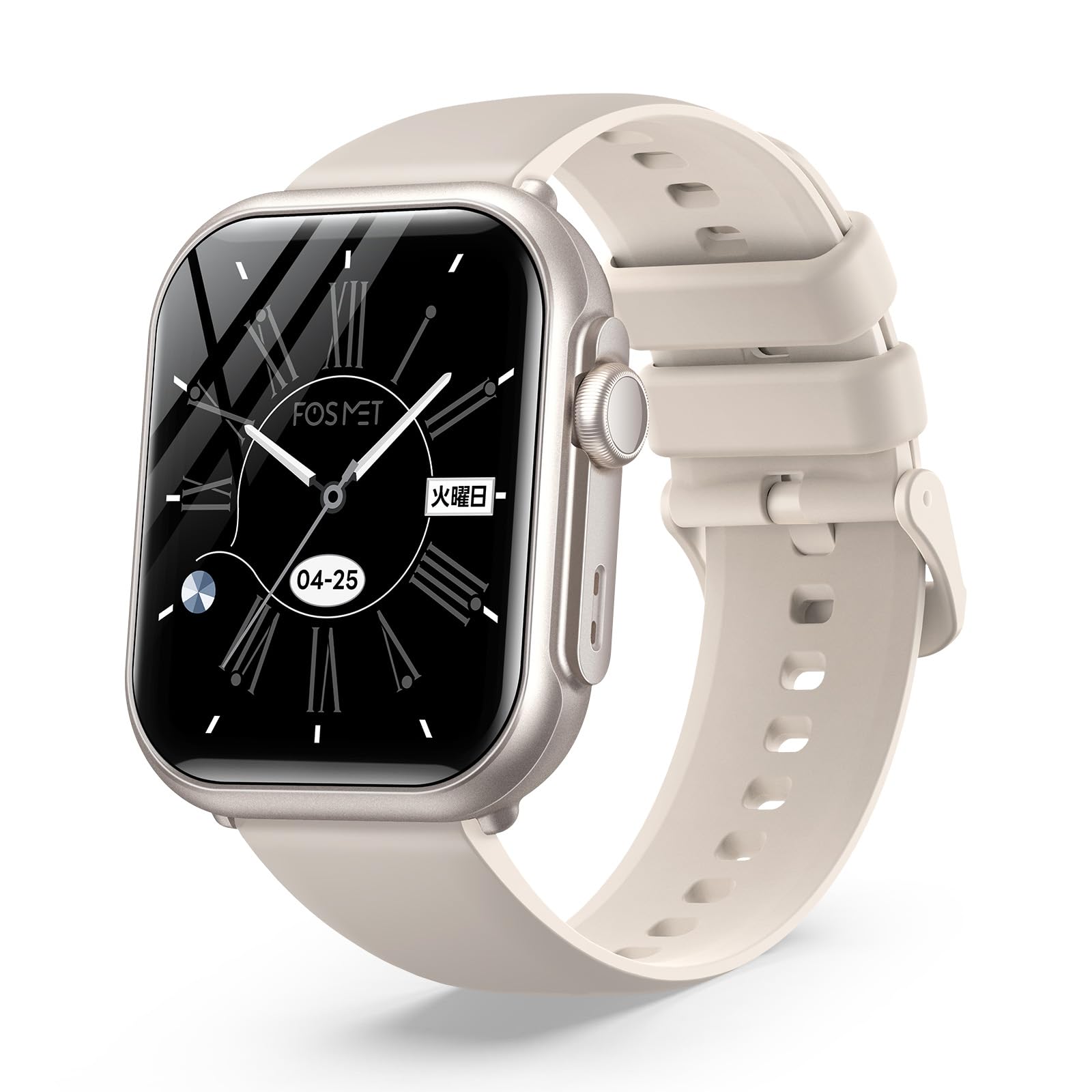 FOSMET スマートウォッチ【2025新型·バッテリー最強】100日間スタンバイ 30日間連続使用 Bluetooth通話機能 1.85インチHD大画面 IP68防水 1500nit高輝度 明るさ調