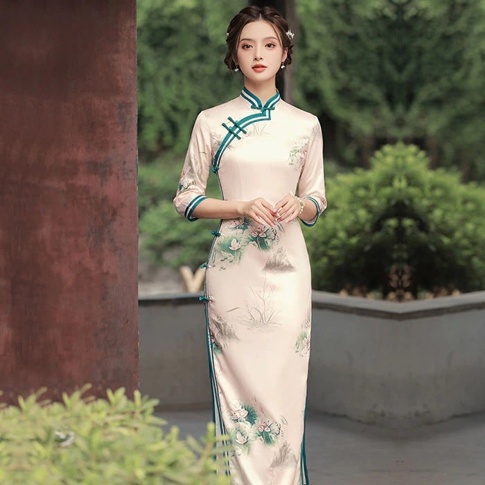 古い上海ロングチャイナドレス 2025 若い改良版女性のためのレトロドレス 7