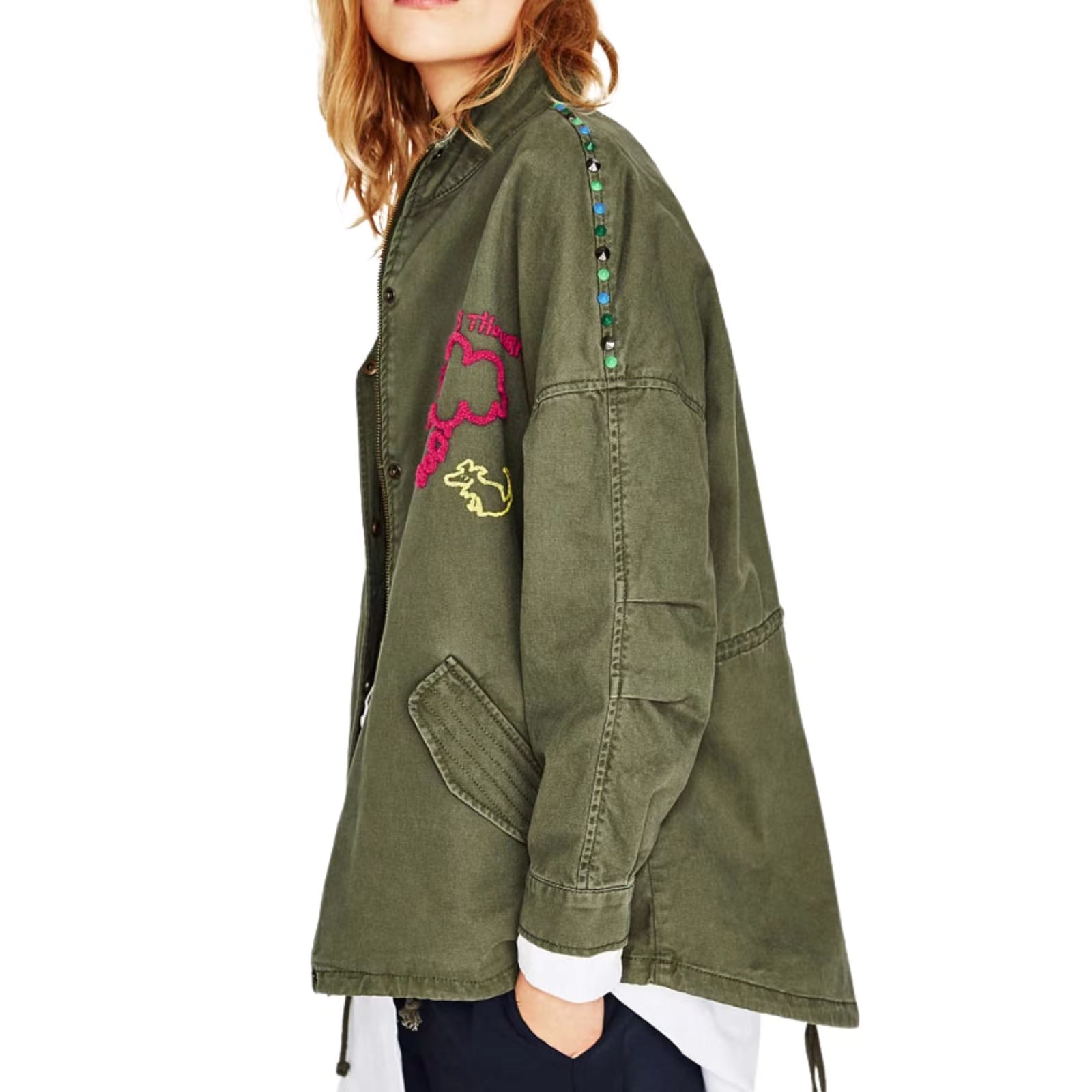 レディース ミリタリー サファリ アノラック ジャケット パーカー ジップアップ パーカー カジュアル 巾着 コート ポケット付き