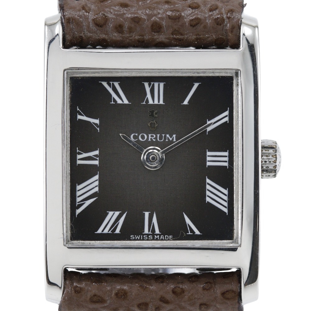 CORUM コルム cal.97078 15485 腕時計 ステンレススチール レザー 黒 手巻き レディース 黒文字盤 中古品