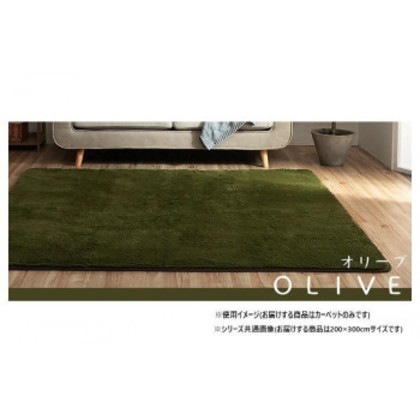 ふわふわラグ カーペット オリーブ 約200×300cm 1280600211403